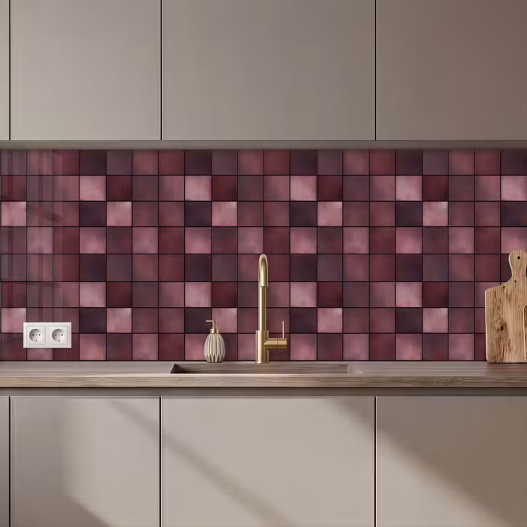 Keuken achterwand - Vierkant - Tegel - Patroon - Paars — 1