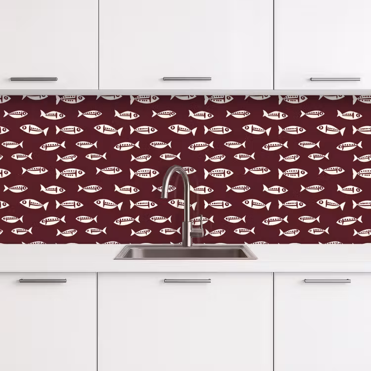 Keuken achterwand - Vissen - Grafisch - Patroon - Donker — 4
