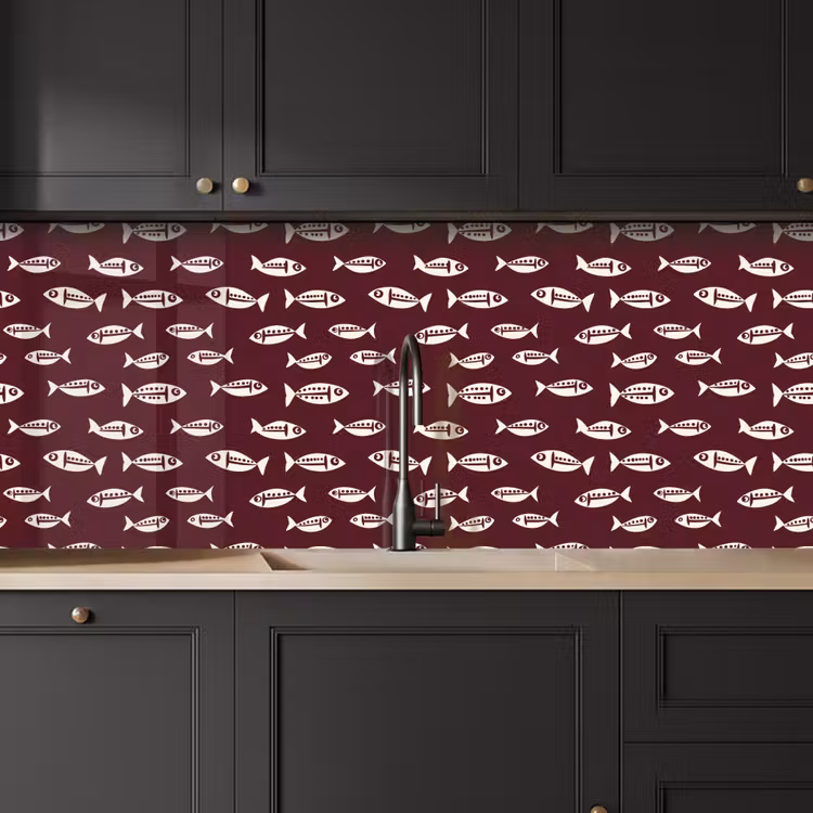 Keuken achterwand - Vissen - Grafisch - Patroon - Donker — 6