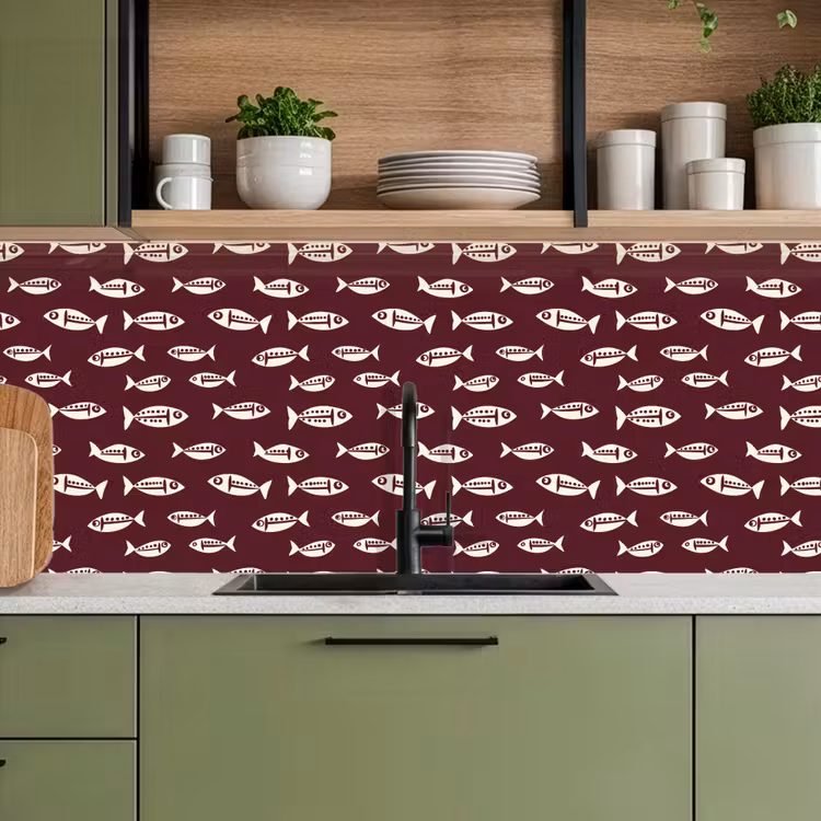 Keuken achterwand - Vissen - Grafisch - Patroon - Donker — 8
