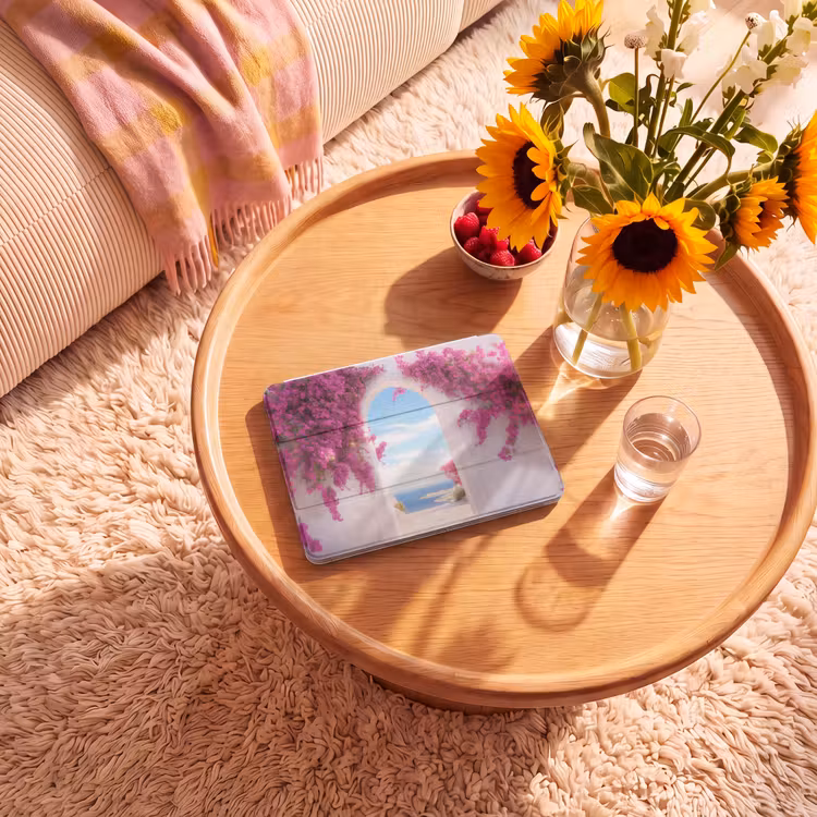 iPad hoes - Zee - Roze - Bloemen - Poort — 2