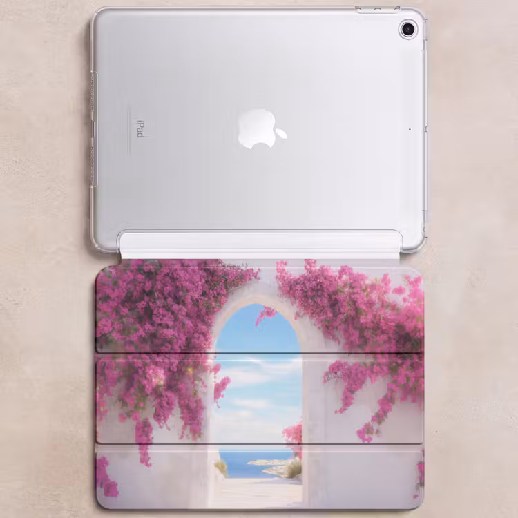 iPad hoes - Zee - Roze - Bloemen - Poort — 6