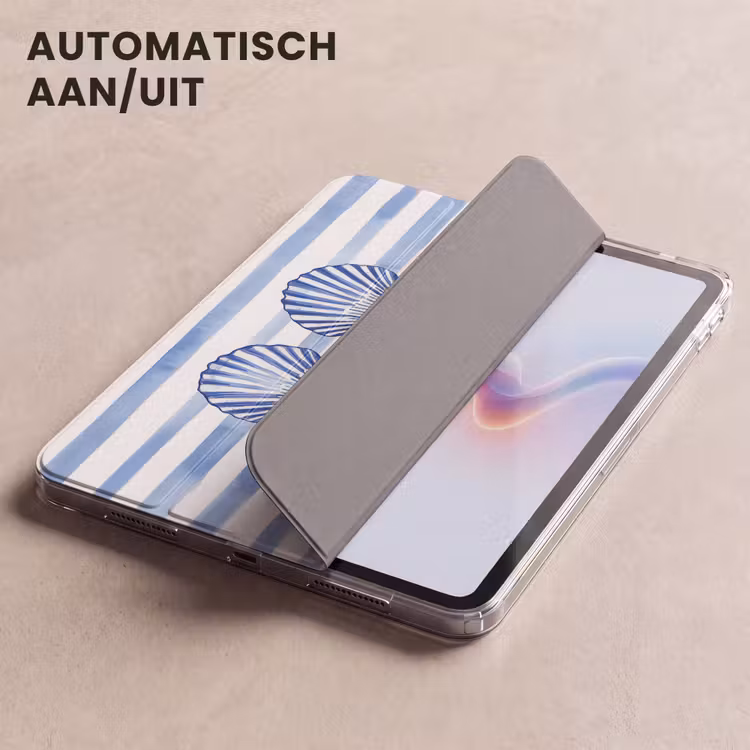 iPad hoes - Vier schelpen - Blauw - Wit - Strepen — 4
