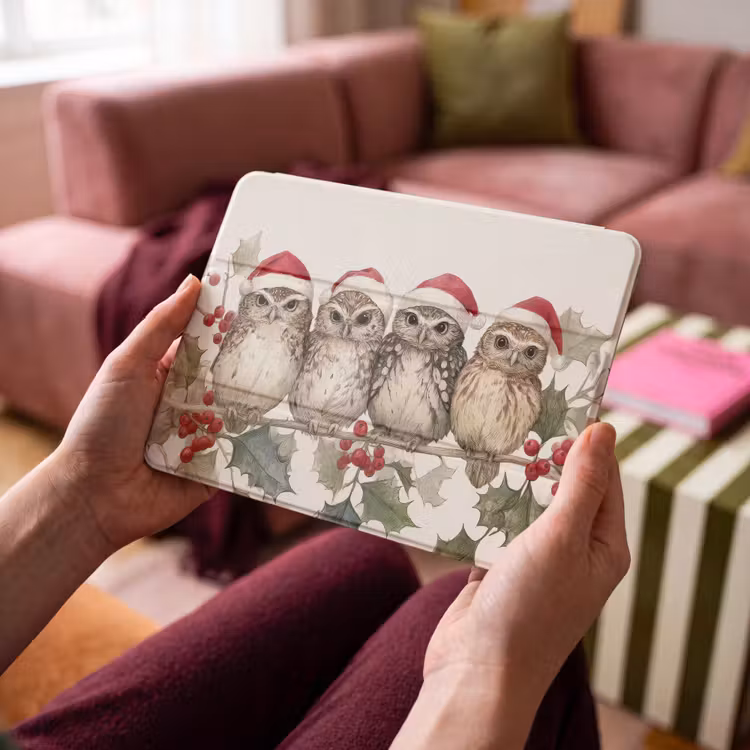 iPad hoes - Uilen - Tak - Hulstblaadjes - Kerstmuts — 3