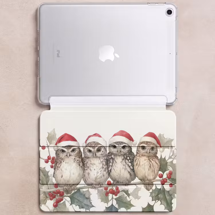 iPad hoes - Uilen - Tak - Hulstblaadjes - Kerstmuts — 6
