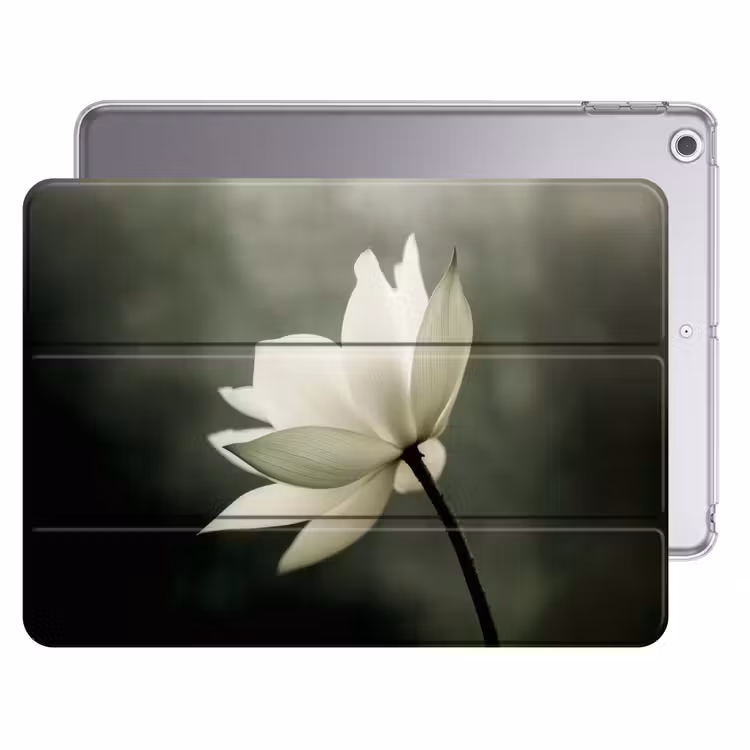 iPad hoes - Wit - Lotus - Donker - Bloem — 1