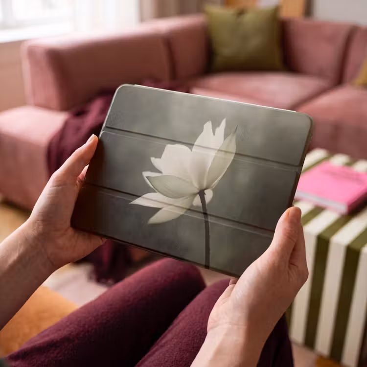 iPad hoes - Wit - Lotus - Donker - Bloem — 3