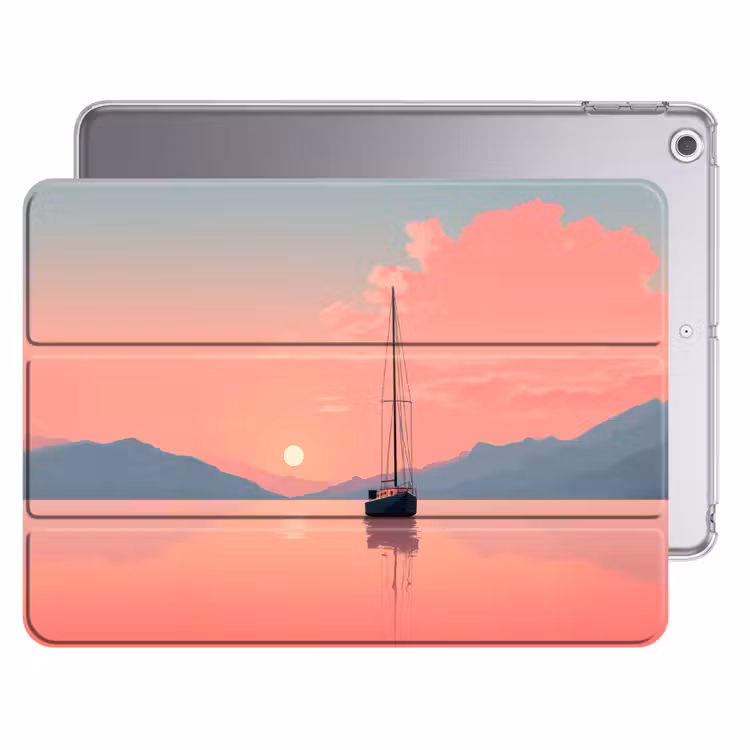 iPad hoes - Zeilboot - Roze zee - Zonsondergang - Bergen — 1