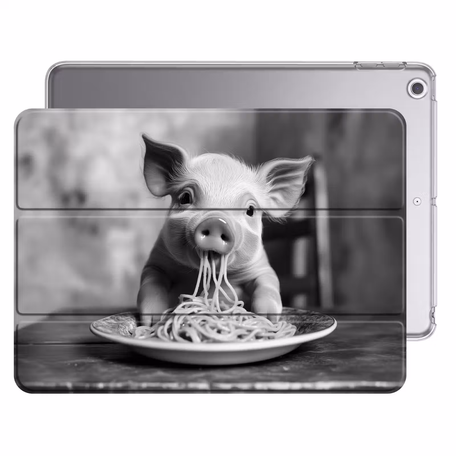 iPad hoes - Varken - Schattig - Spaghetti - Zwart wit - Dier — 1
