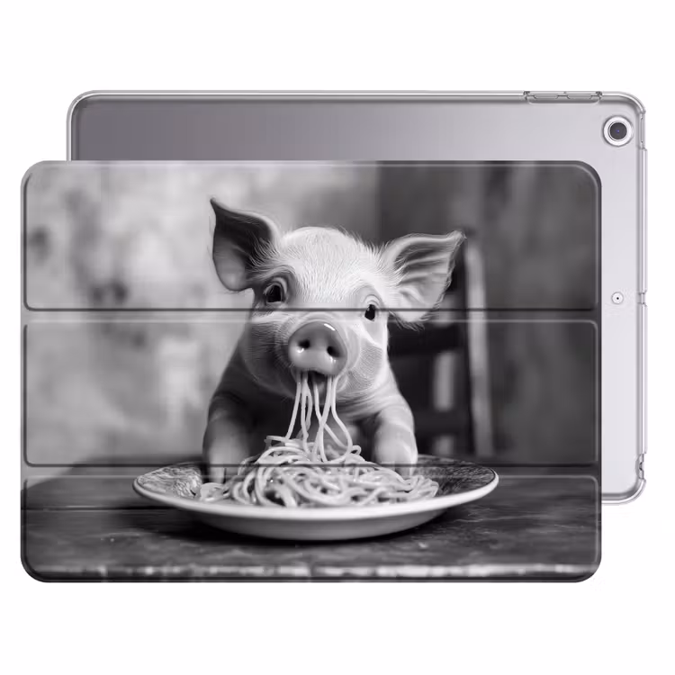 iPad hoes - Varken - Schattig - Spaghetti - Zwart wit - Dier — 1