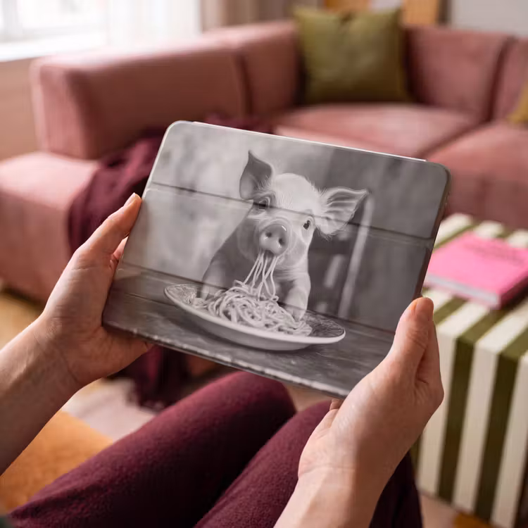 iPad hoes - Varken - Schattig - Spaghetti - Zwart wit - Dier — 3