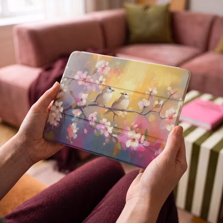 iPad hoes - Vogels - Bloemen - Roze — 3
