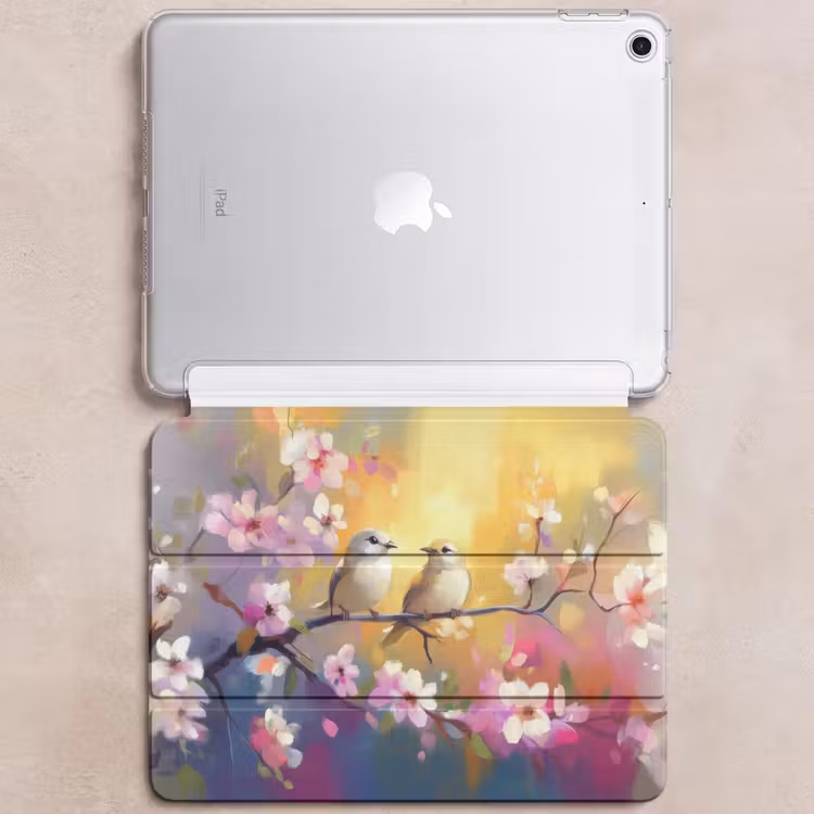 iPad hoes - Vogels - Bloemen - Roze — 6