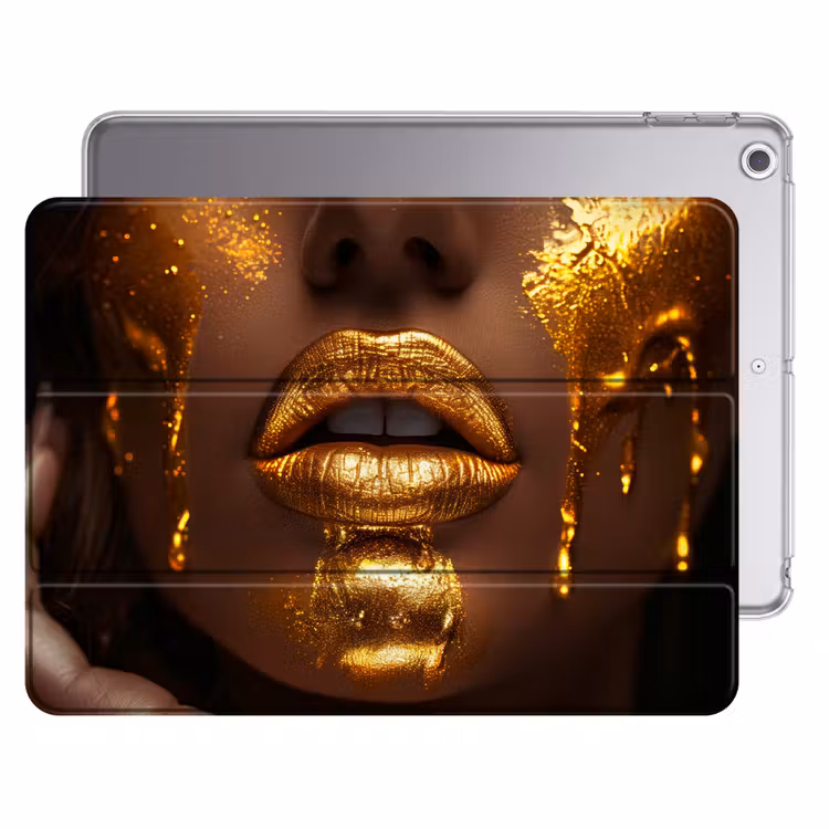 iPad hoes - Vrouw - Goud - Gezicht - Verf - Lippen — 1