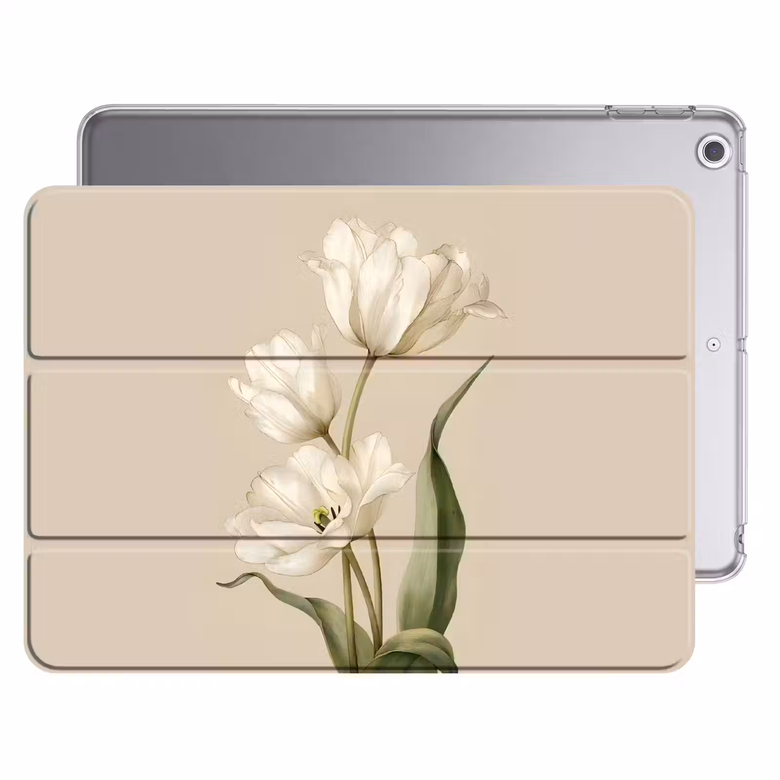 iPad hoes - Tulpen - Wit - Bladeren — 1