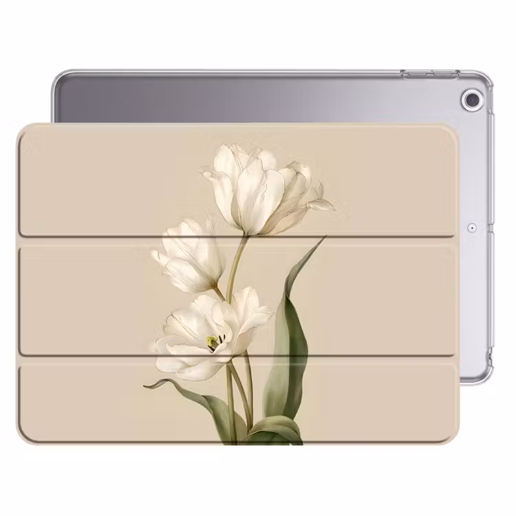 iPad hoes - Tulpen - Wit - Bladeren — 1