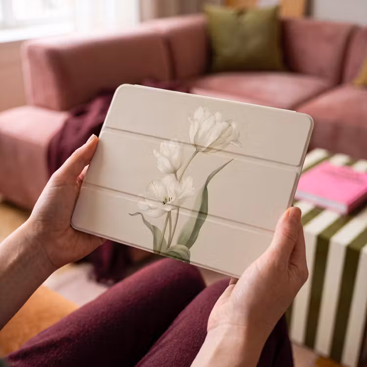 iPad hoes - Tulpen - Wit - Bladeren — 3