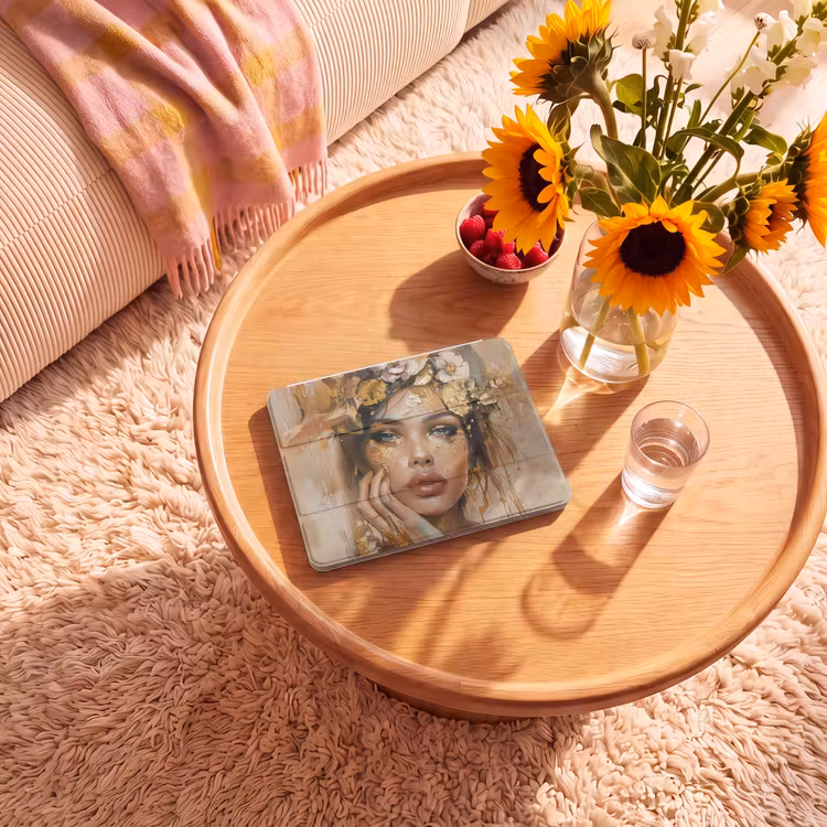 iPad hoes - Vrouw - Bloemen - Goud - Portret — 2