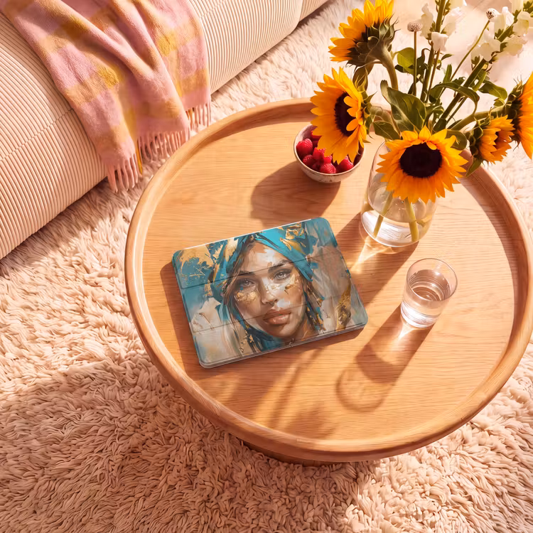 iPad hoes - Vrouw - Portret - Goud - Luxe - Blauw — 2