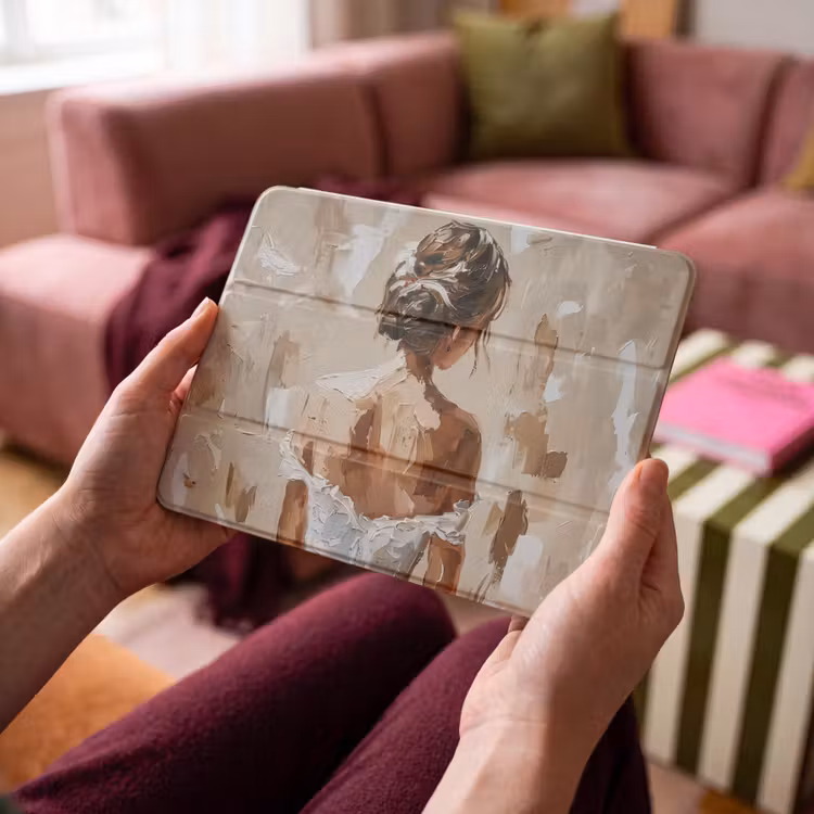 iPad hoes - Vrouw - Verf - Abstract - Beige - Modern — 3