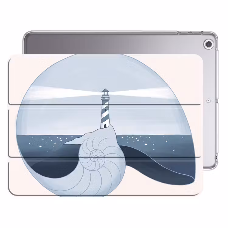 iPad hoes - Vuurtoren - Zee - Schelp - Abstract - Blauw — 1