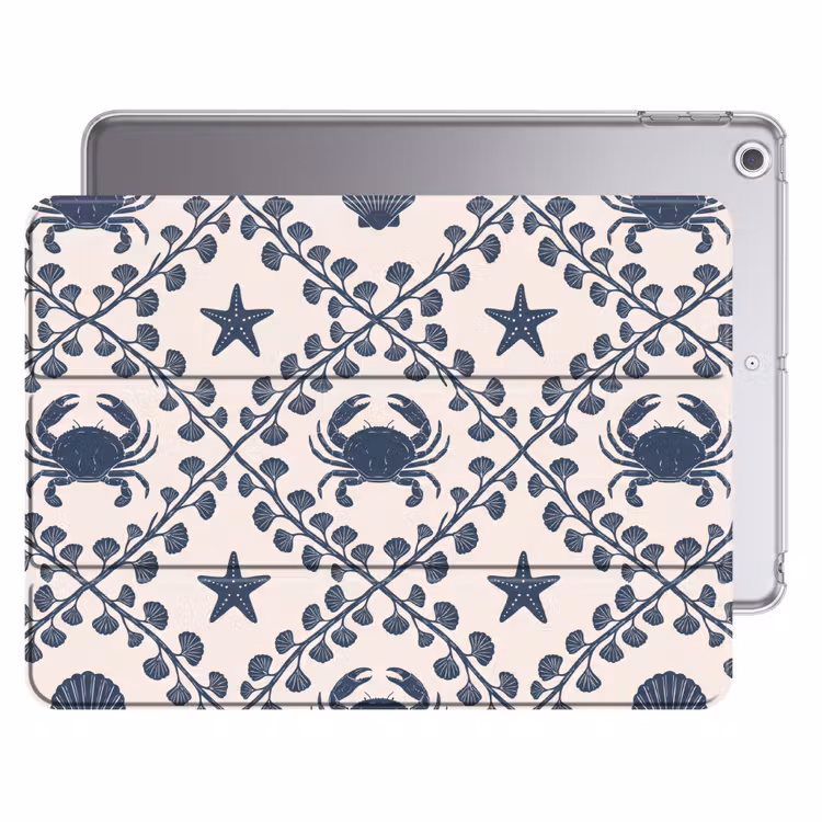 iPad hoes - Zee - Krab - Zeester - Patroon - Blauw — 1