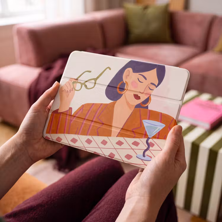 iPad hoes - Vrouw - Bril - Cocktail - Illustratie - Modern — 3