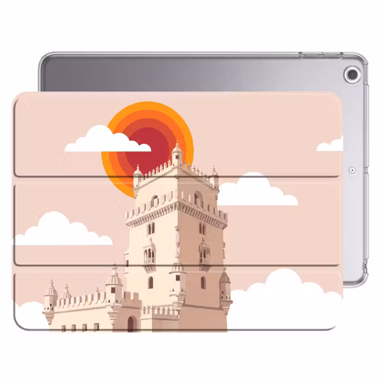 iPad hoes - Toren - Rivier - Architectuur - Modern - Oranje — 1
