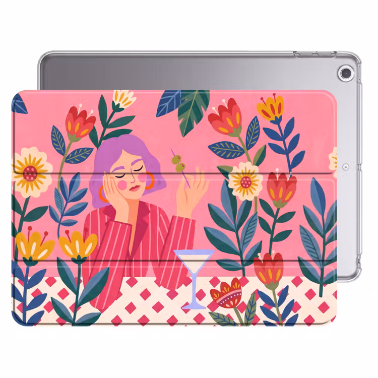 iPad hoes - Vrouw - Cocktail - Bloemen - Modern - Roze — 1
