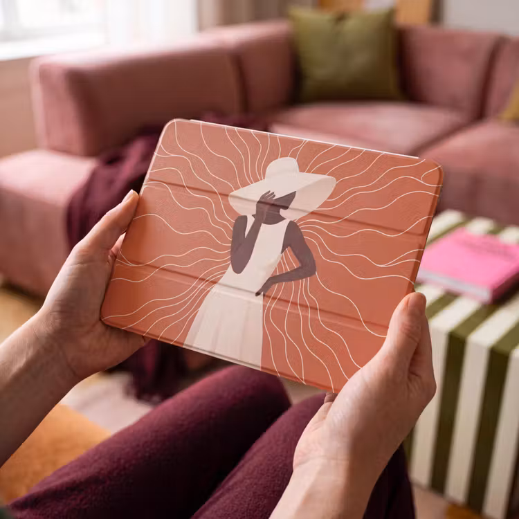 iPad hoes - Vrouw - Hoed - Portret - Modern - Beige — 3
