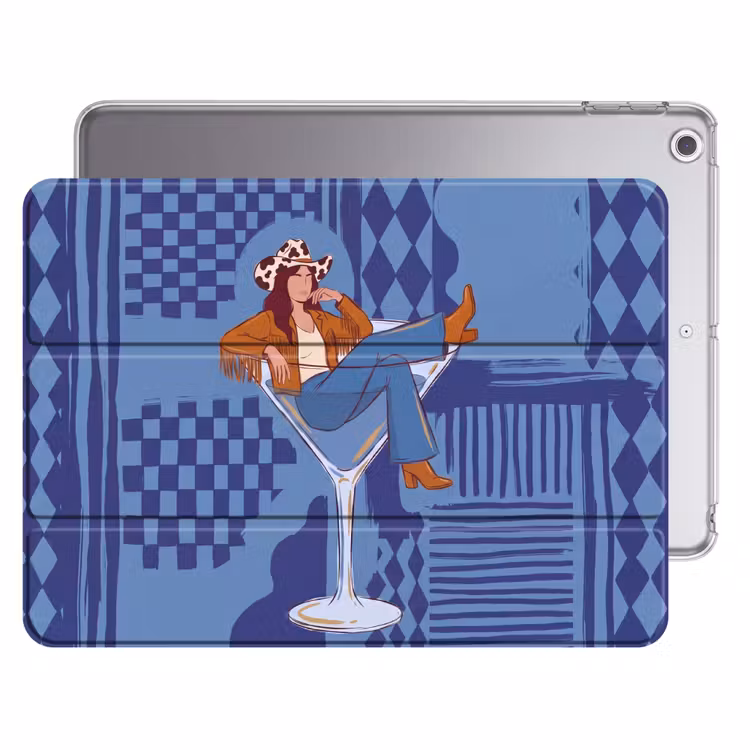 iPad hoes - Vrouw - Martini glas - Abstract - Blauw - Kunst — 1
