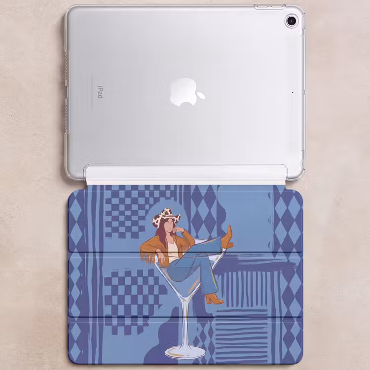 iPad hoes - Vrouw - Martini glas - Abstract - Blauw - Kunst — 6
