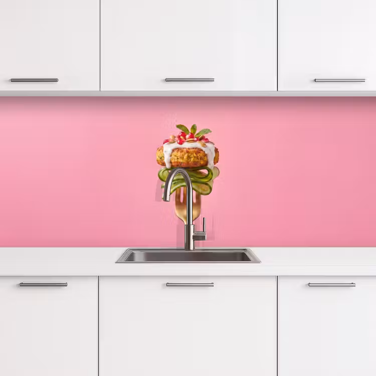 Keuken achterwand - Eten - Vork - Roze — 4