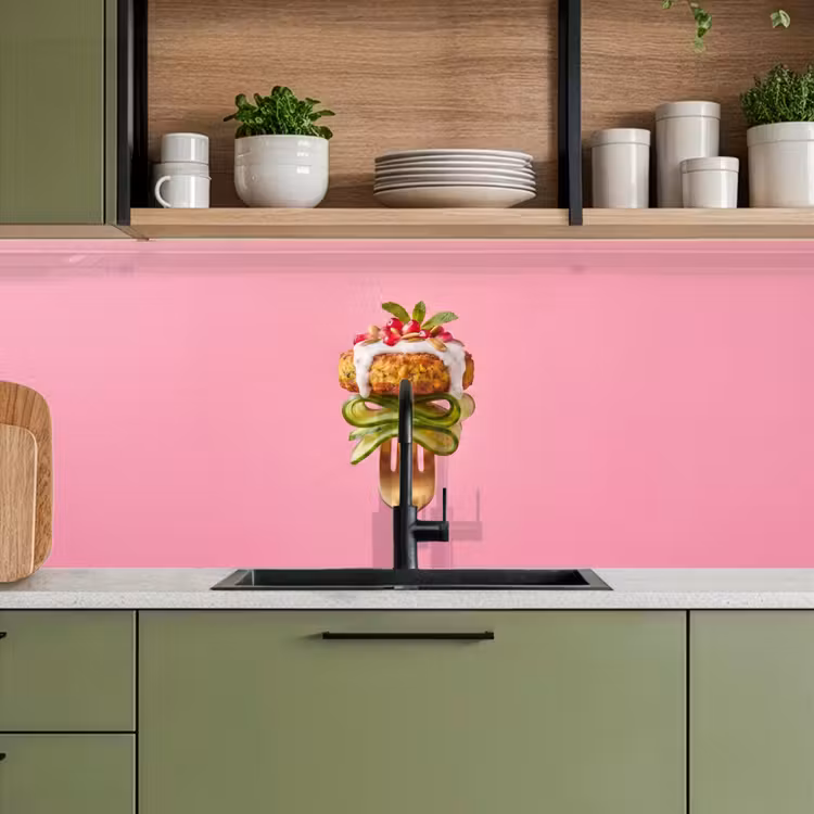 Keuken achterwand - Eten - Vork - Roze — 8