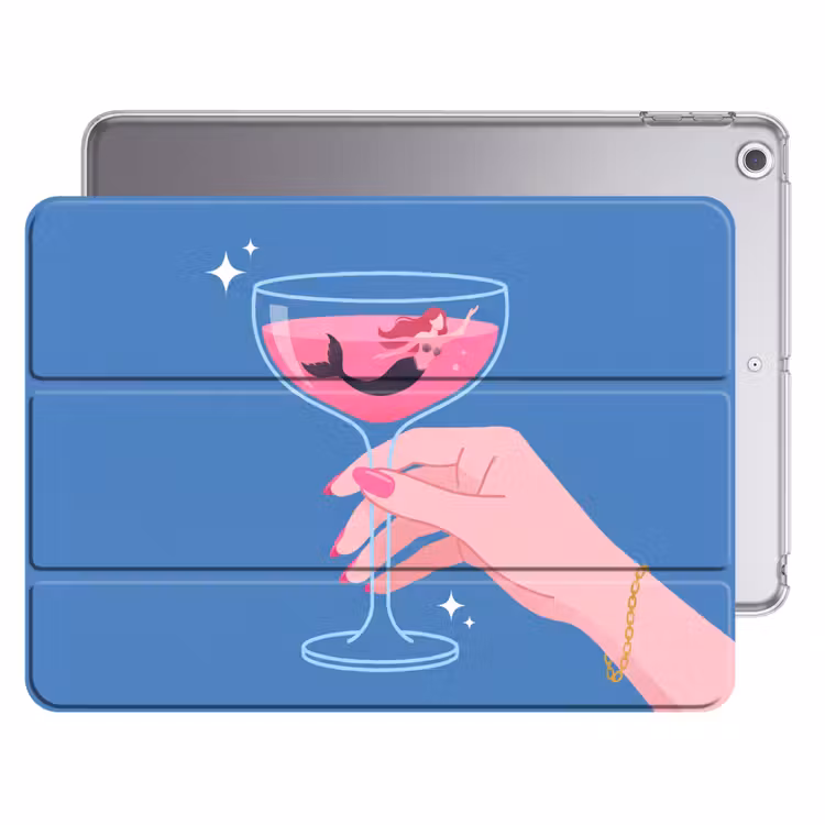 iPad hoes - Vrouw - Glas - Abstract - Roze - Blauw — 1