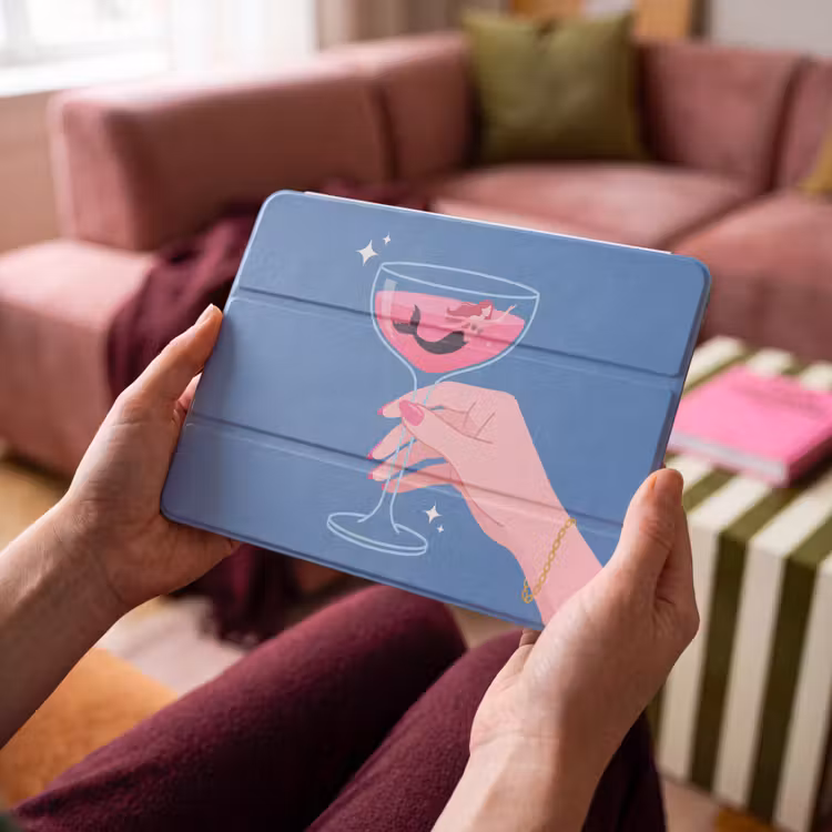 iPad hoes - Vrouw - Glas - Abstract - Roze - Blauw — 3