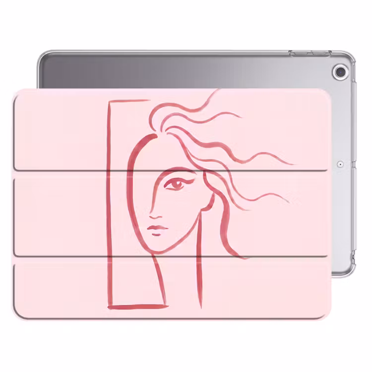 iPad hoes - Vrouw - Portret - Abstract - Lijnkunst - Rood — 1
