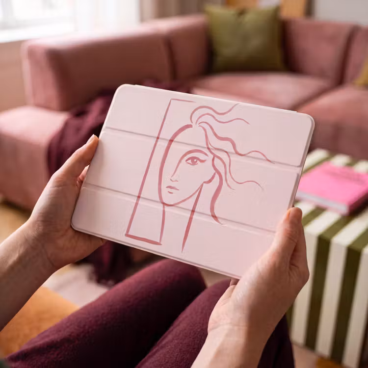 iPad hoes - Vrouw - Portret - Abstract - Lijnkunst - Rood — 3