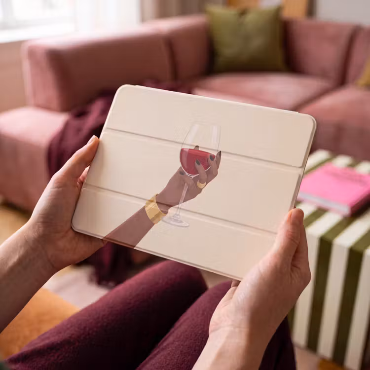 iPad hoes - Vrouw - Wijn - Glas - Illustratie - Rood — 3