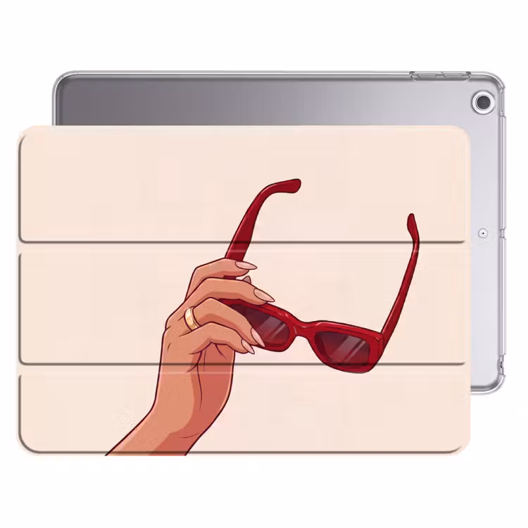 iPad hoes - Vrouw - Zonnebril - Mode - Rood - Illustratie — 1