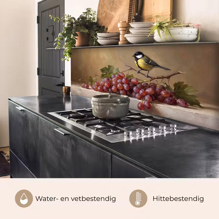 Keuken achterwand - Vogel - Druiven - Stilleven — 5