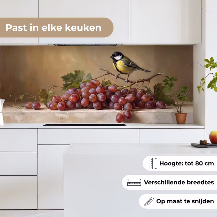 Keuken achterwand - Vogel - Druiven - Stilleven — 7