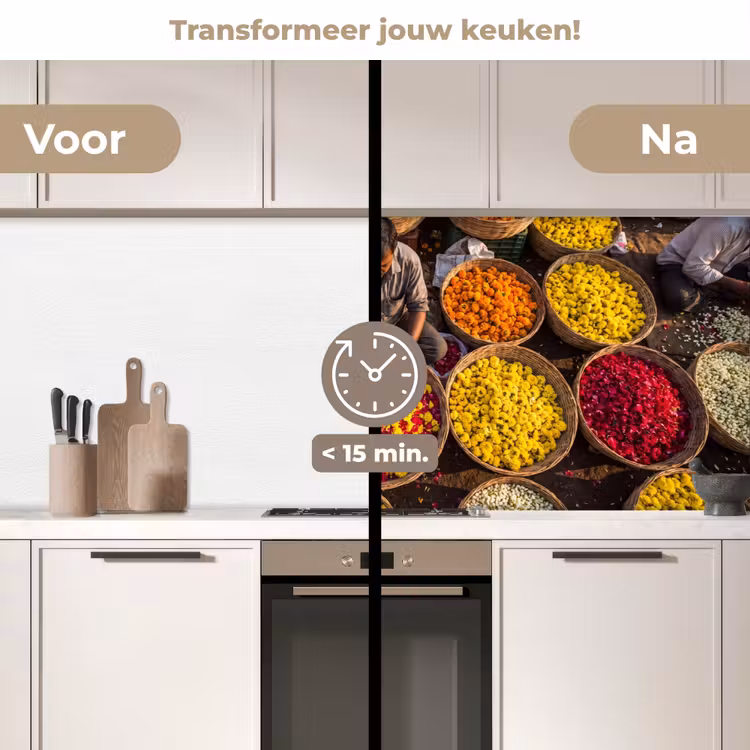 Keuken achterwand - Bloemen - Markt - Kleurrijk — 3