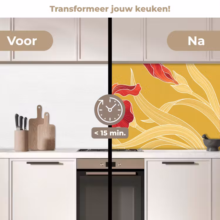 Keuken achterwand - Bloemen - Illustratie - Rood — 3