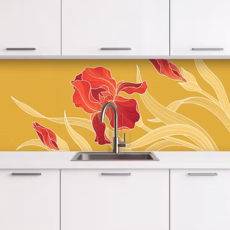 Keuken achterwand - Bloemen - Illustratie - Rood — 4