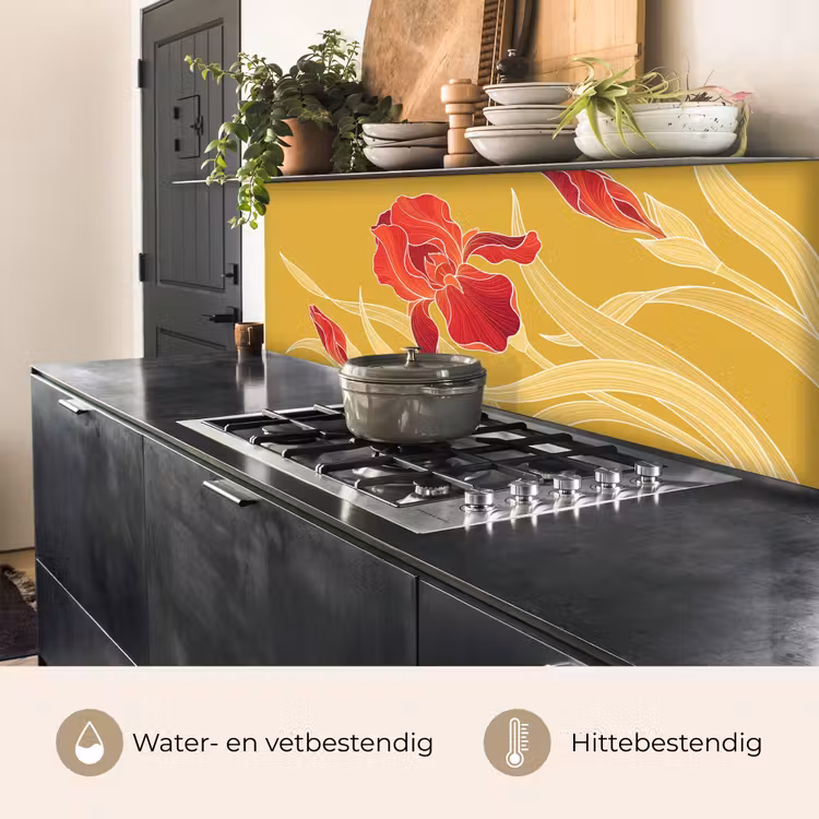 Keuken achterwand - Bloemen - Illustratie - Rood — 5