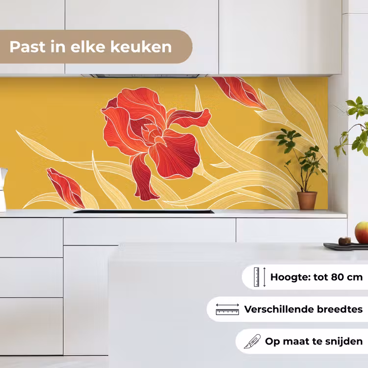 Keuken achterwand - Bloemen - Illustratie - Rood — 7