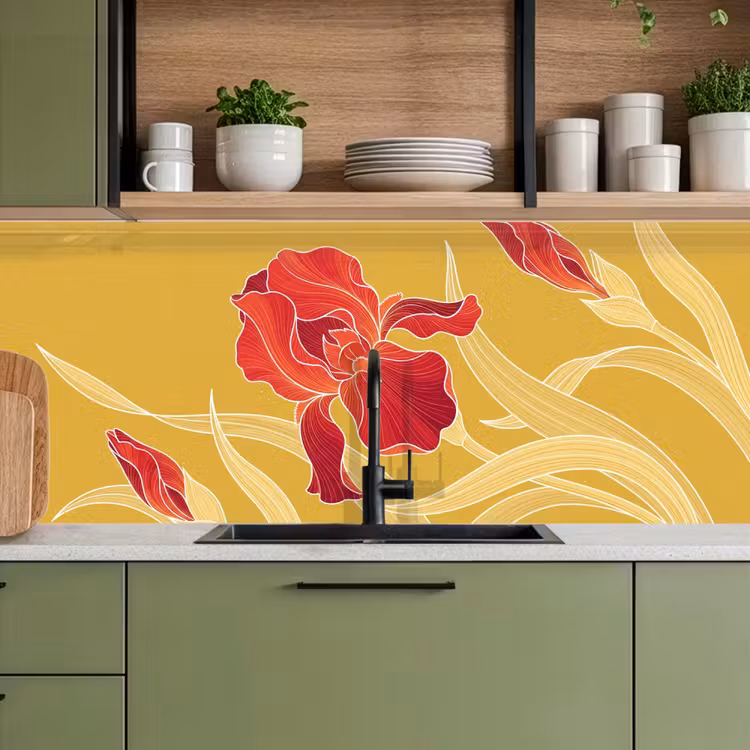 Keuken achterwand - Bloemen - Illustratie - Rood — 8