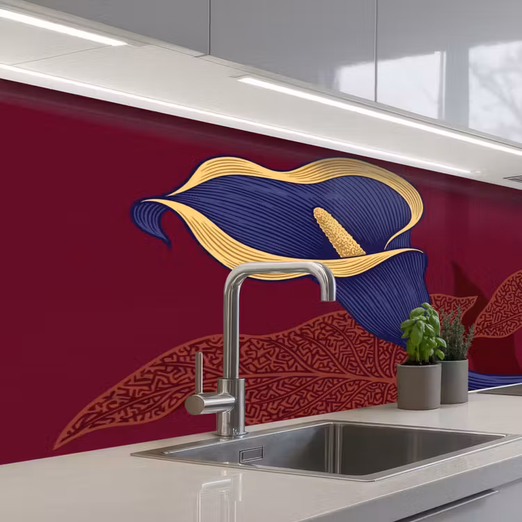 Keuken achterwand - Bloemen - Modern - Paars — 2