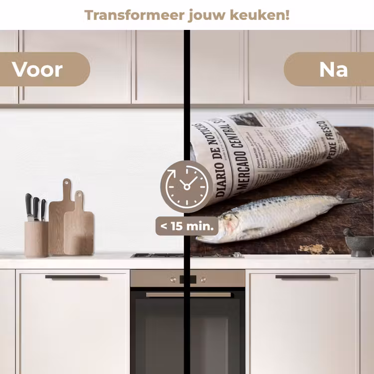 Keuken achterwand - Sardientje - krant - snijplank — 3